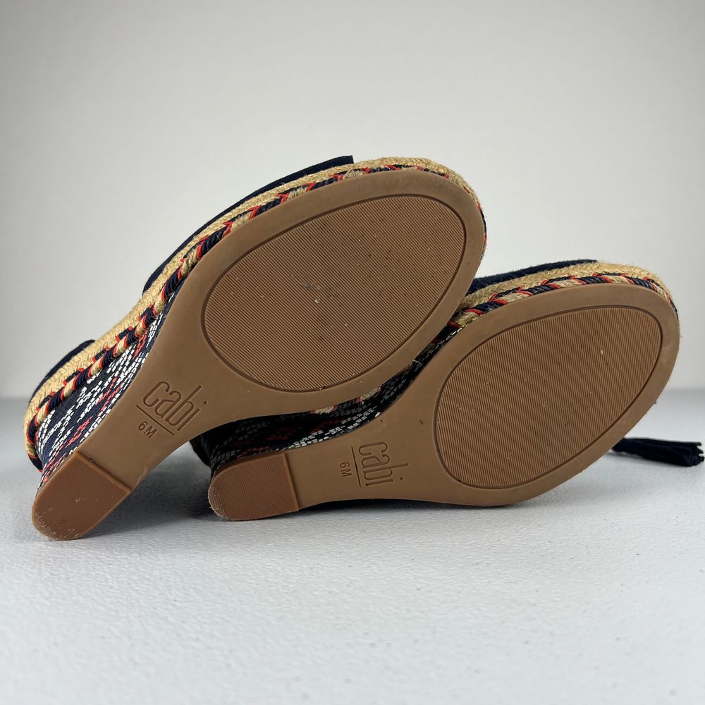 Cabi Isla Espadrille Wedge Sandal Navy Blue Suede Ankle Tie Up Tassels Western 6 - Picture 4 of 13